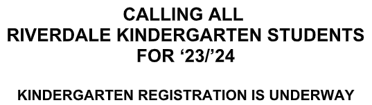 Kindergarten Registration for '23/'24