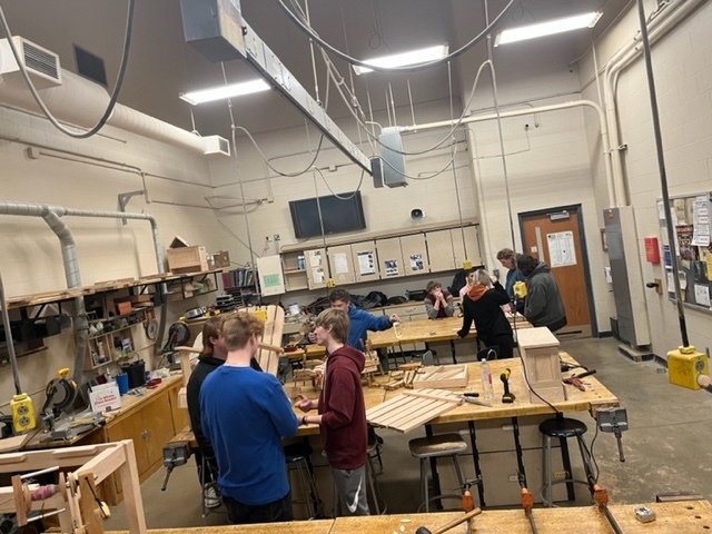 Mr. Brown's class in the shop